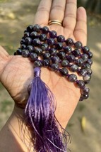 8 mm Rnd 108+1 Beads Original Purple Amethyst Jaap Rosary, Japa Mala Ene... - £29.83 GBP