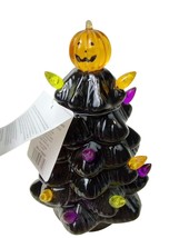 Vintage-Inspired Halloween Black Ceramic Tree With Pumpkin Topper - £14.55 GBP