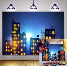 Super Hero City Photography Backdrop Beautiful Moon Supermen Theme Backg... - £25.96 GBP