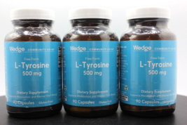 3 Pack! Wedge L-Tyrosine 500mg Dietary Supplement, 90 Capsules each, BB 10/24 - £15.89 GBP