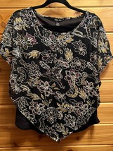 EUC WOMENS TOP CAPELET BYdesign Black Layered Pullover Shirt Batwing Sleeve - $177.25 MXN