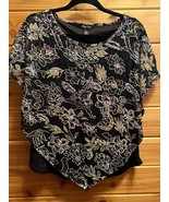 EUC WOMENS TOP CAPELET BYdesign Black Layered Pullover Shirt Batwing Sleeve - $9.69