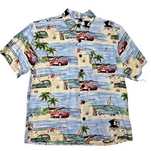Vtg 80s Disney Catalog Rayon Mickey/Minnie Red Car Hawaiian Shirt  Beach... - $68.31