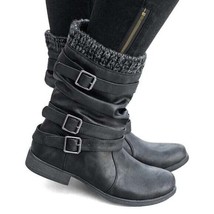 Mid-Calf Black Sock-Accent Boot Size: 40 - £26.16 GBP