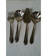 Vintage Mid Century Silver Plated 4 piece Serving Spoons Flatware Fork K... - $40.46 CAD
