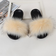 Faux Slippers House Furry Slides Home Summer Women Shoes Fluffy Plush Ladies San - £24.25 GBP
