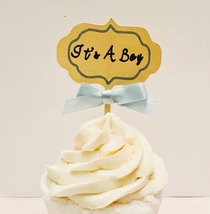Its a boy baby shower, boy cupcake topper, its a boy cupcake, baby showe... - $90.37 MXN