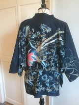 vtg Silk Japanese Kimono Haori Jacket Open Front Silk Topper Asian flora... - £57.62 GBP