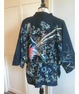 vtg Silk Japanese Kimono Haori Jacket Open Front Silk Topper Asian flora... - $1,392.44 MXN