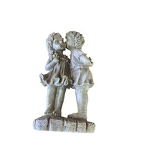 Resin Girl Boy Figure Figurine Statue 12.5 in Tall Kissing Flowers - £18.99 GBP