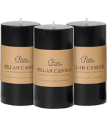 3X6 Inch Black Pillar Candles Set of 3 - Decorative Unscented Pillar Candle - $662.30 MXN