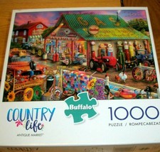 Jigsaw Puzzle 1000 Pcs General Store Antique Market Quilts Vtg Gas Pump Complete - £11.70 GBP