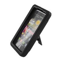 [GTE Zone] FOR LG Lucid 2/VS870 BLACK SKIN CASE RUGGED CASE BLACK w/Stan... - $2.97