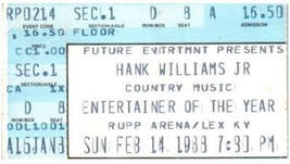 Hank Williams Jr. Concert Ticket Stub February 14 1988 Lexington Kentucky - £18.59 GBP