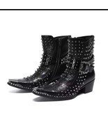 Spiked Leather Chelsea Boots Fashionista shoes - $119.99