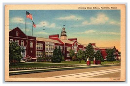 Deering High School Portland Maine ME Linen Postcard Y3 - £1.53 GBP