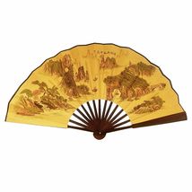 ASIAN LANDSCAPE FAN 13" Large Folding Hand or Wall Fan Chinese Li River ... - $8.95