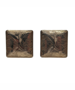 Vintage gold tone textured cufflink with floral design - $14.99