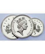 Great Britain Silver Proof 3-Coin Lot 1990 5 Pence (both types) &amp; 1995 P... - $1,483.66 MXN