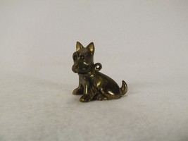 Vtg. Antique Cast Bronze Brass Dog Miniature Scottish Terrier OLD w/ Lea... - £6.49 GBP
