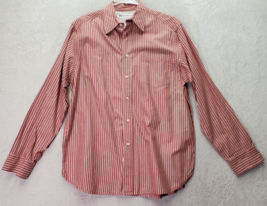 Wrangler Shirt Mens Large Orange Striped Cotton Long Sleeve Collared Button Down - £13.80 GBP