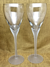 Vtg Pr Towle Antique Satin Czech Crystal Goblet Wine Frosted Lily Stems - £24.56 GBP