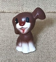 Vintage Japan Kitsch Porcelain Chocolate Brown White Happy Puppy Dog Figurine - £7.91 GBP