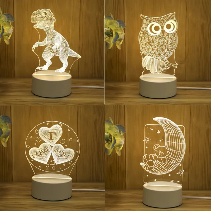 3D Lamp Acrylic USB LED Night Lights Kids Table Lamp Xmas Christmas Deco... - $13.74+