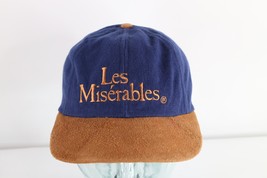 Vintage 90s Suede Brim Spell Out Les Miserables Play Strapback Hat Cap Blue USA - £27.65 GBP