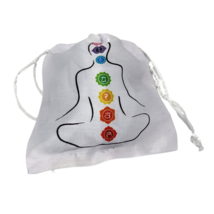 Satin Jewellery Pouch Bag  7 Seven Chakra Gift Bag Lotus Chakra Drawstri... - £3.66 GBP