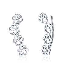 Hot Sale 925 Silver Paw Trail Cat And Dog Footprints Stud Earrings for Women Sil - £12.22 GBP