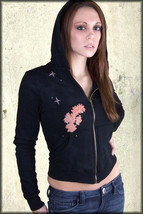 Grail Roots Man Holding Woman Floral Tree Abstract Womens Zip Hoodie Bla... - $82.49