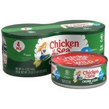 Chicken of the Sea Chunk Light Tuna in Water Canned Fish 5 oz - 4 Pack - £6.13 GBP