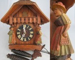 VINTAGE cuckoo clock GERMANY Black Forest 1970&#39;s GM ANGEM figures chalet - $196.34