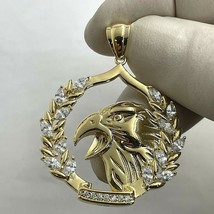 2Ct Round Lab-Created Diamond Men Eagle Face Pendant 14k Yellow Gold Plated - £359.79 GBP