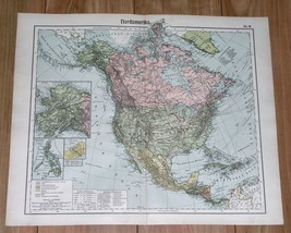 1905 Original Antique Map Of North America United States Canada Caribb EAN - £20.09 GBP