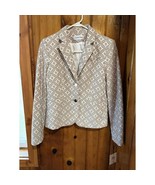 Calvin Klein Geometric Pattern Cropped Blazer Beige White Professional J... - $1,425.51 MXN