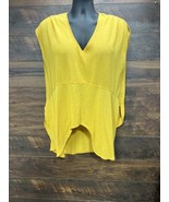 Sweet Pea Mustard Top V-Neck Sleeveless Tunic Handkerchief Hem XL Oversized - $22.08 CAD