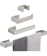 Tocten 4-Pcs Bathroom Hardware Set Stainless Steel Square Towel, Brushed... - $64.99