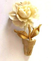 Vintage Gold Tone MAMSELLE 2&quot; Flower Pot Brooch signed - £14.38 GBP