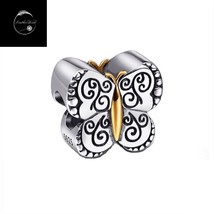 Genuine Sterling Silver Silver 925 Butterfly Insect Charm With Gold Plating Mum - £17.88 GBP
