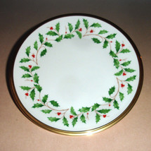 Lenox Holiday Bread &amp; Butter Plate Holly/Berry Gold Banded Ivory China 6.5&quot; New - £15.74 GBP