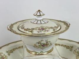 Vintage Noritake Mystery (?) Sugar Bowl with Lid 6&quot; Diameter Floral Handled - £29.78 GBP