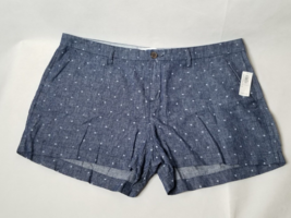 NEW Old Navy Womens Size 16 Blue Dotted Mid-Rise Linen Everyday Shorts CA4 - £15.64 GBP