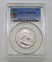 1960 50C Franklin Half Dollar Graded by PCGS as MS65 FBL - $281.06