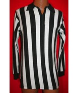 Vintage SOCCER SPORT SUPPLY CO Black &amp; White Stripe Referee JERSEY SHIRT L - $1,657.90 MXN