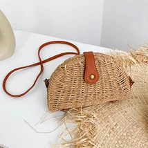 Women Straw Woven Semicircle Bags 2021 Handmade Rattan Dumpling Shoulder Bag Fem - £33.22 GBP