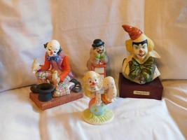 4 ea Clown Collectibles Meneghetti, Flambro Emmitt Kelly, Lefton, Toscany - $4.99