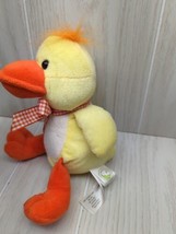 Animal Adventure plush yellow duck chick orange gingham bow hair white t... - $10.88