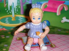 Playskool Dollhouse Baby Doll wearing purple shirt and blue diaper blonde hair - $14.84
